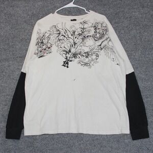 Y2K Kani Gold T Shirt Mens XL White Thermal LS Grunge Baggy Southpole Type
